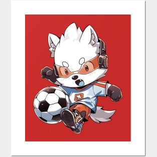 Cute fox soccer player Posters and Art